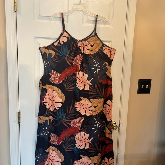 Women's Plus Size Tropical Leaf Print Slingback Pocket Holiday Summer Dress 22W - Picture 8 of 12